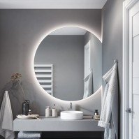 Elegant round mirror with adjustable vertical cut