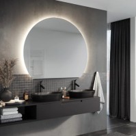 Adjustable round LED mirror with customisable elegant lighting