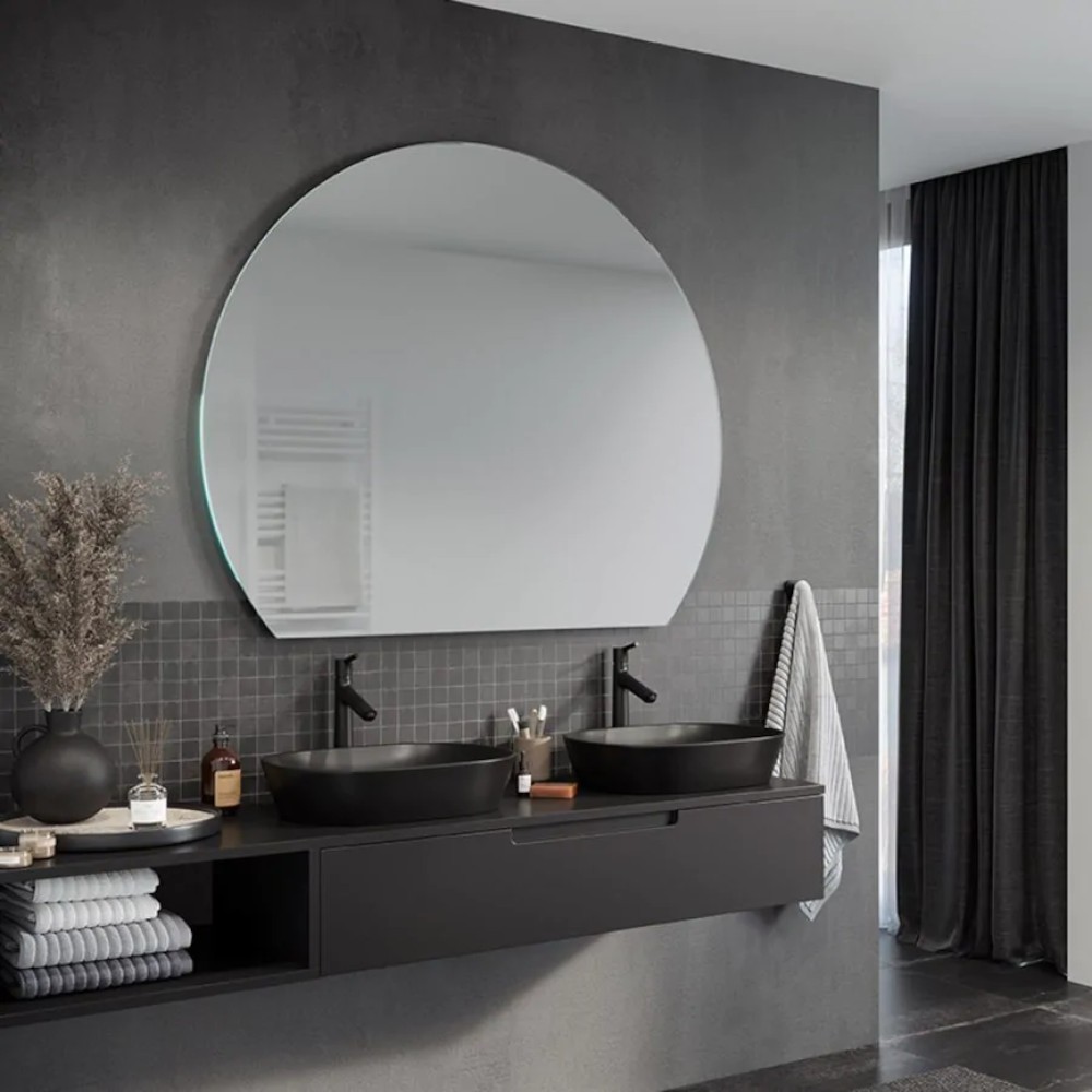 Elegant modern simple cut design round mirror