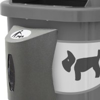 Grey dog waste bin capacity 100 bags in dispenser