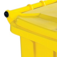 Yellow wheeled container lid