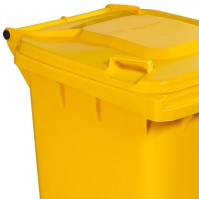 Yellow container 240L UV-resistant HDPE sturdy wheels