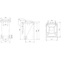 Yellow 240L UV-resistant HDPE bin with wheels