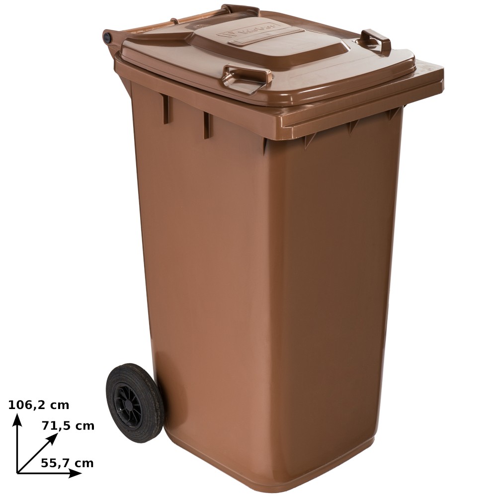 Brauner Container 240L mit Rollen, robust und praktisch