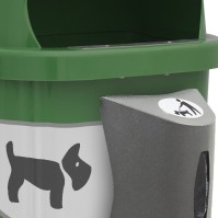 green dog waste bin capacity 100 bags in dispenser