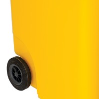 Yellow bin 360L HDPE resistant manoeuvrable wheels