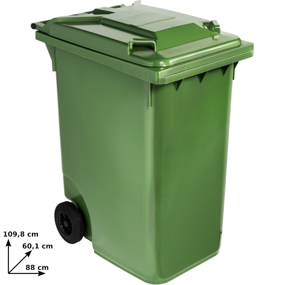 Green wheeled bin large capacity 360L robust