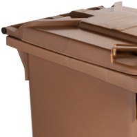 Robust brown bin 360L UV-resistant HDPE with wheels