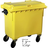 660-litre yellow wheeled bin, durable and practical