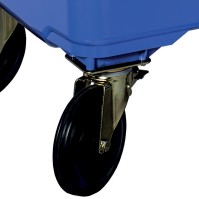 Robust 660L blue bin, manoeuvrable, resistant, outdoor polyethylene