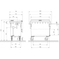 Robust mobile manoeuvrable 660L blue bin