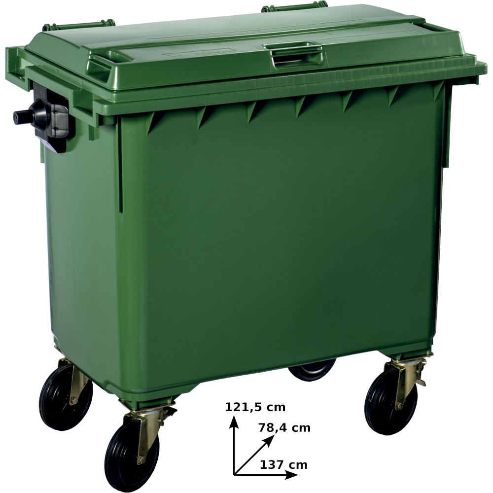 660L green wheeled bin for selective sorting.