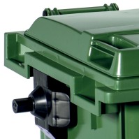 UV-resistant green bin 660L robust wheels