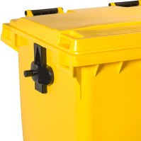 Robust 1100L yellow bin with durable wheels