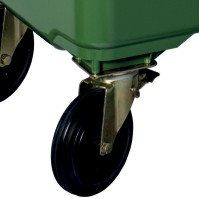 Durable green bin 1100L with sturdy wheels