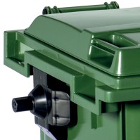 Durable green 1100L bin with manoeuvrable ergonomic wheels