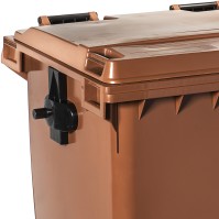 Großer, langlebiger brauner 1100L-Müllcontainer mit Rollen