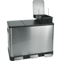 Stainless steel selective sorting bin with silent closing pedal