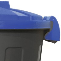 Round bin with blue clip-on lid 25L recycled