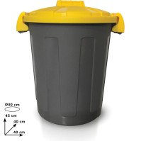 Round bin yellow clip-on lid durable plastic