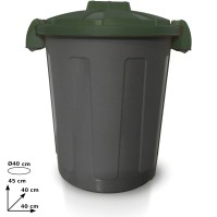 Green round bin with practical and robust clip-on lid