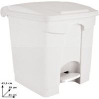 30L white plastic pedal bin set of three