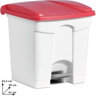 30L red plastic trash can with pedal set of 3