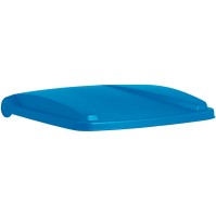 Blue plastic trash can lid