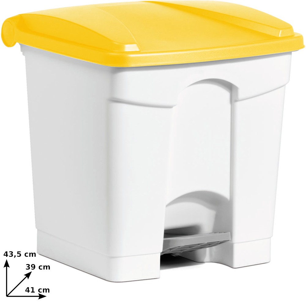 Yellow plastic pedal bin 30L set of 3