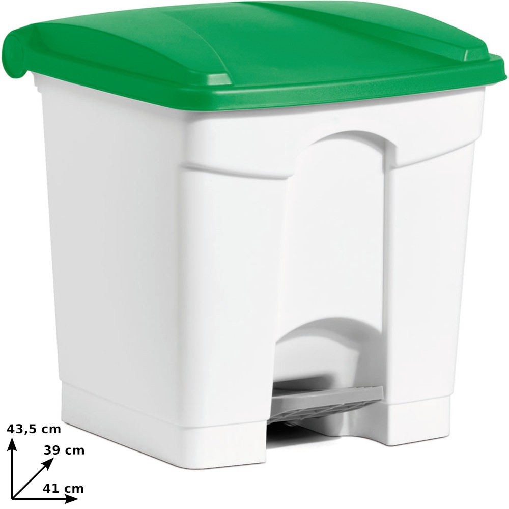 30L green plastic trash can with pedal