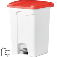 45L red plastic trash can with practical and durable pedal