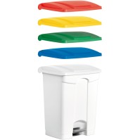 White plastic pedal bin 70L set of 3