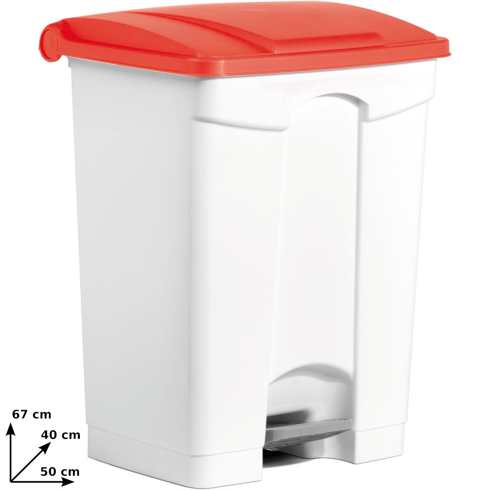 Practical and robust 70L red plastic pedal bin