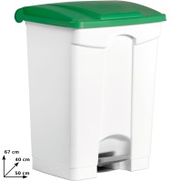 Green plastic pedal bin 70L set of 3