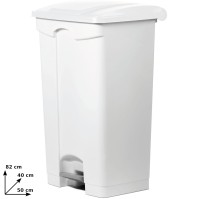 Plastic pedal bin 90L white set of three