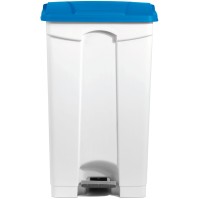 90L blue plastic pedal bin in polypropylene