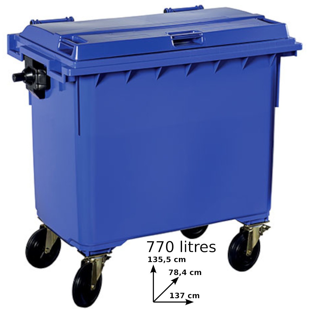 Blue mobile container 770 liters robust practical exterior