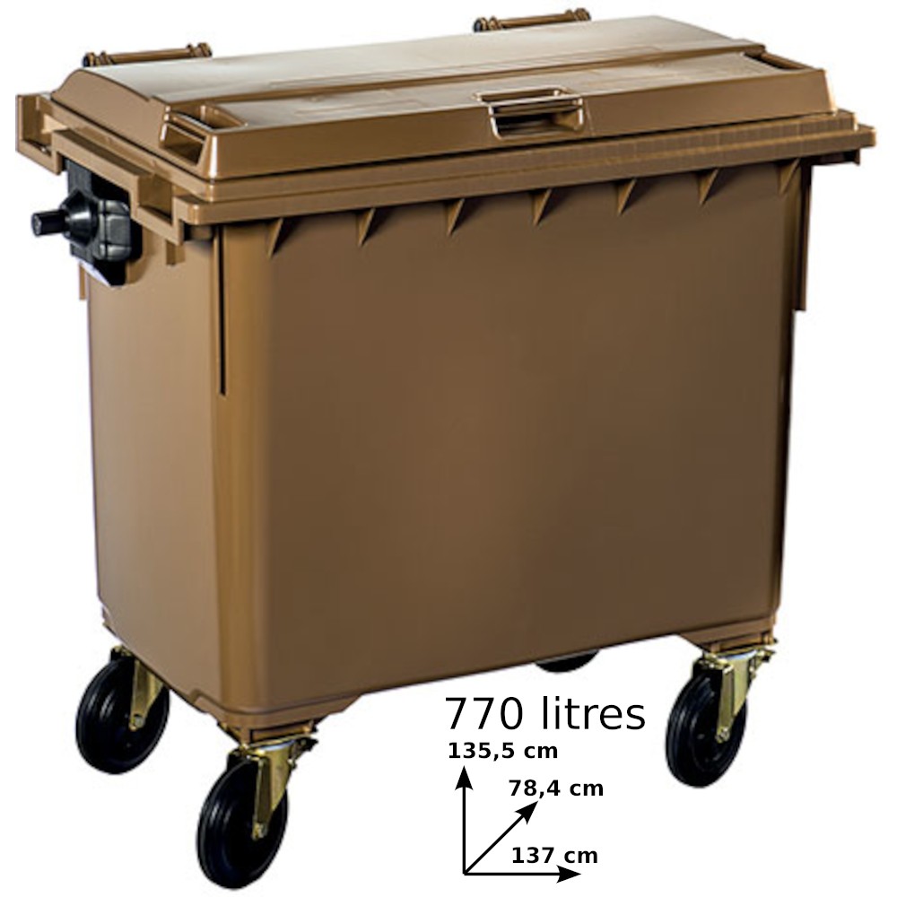 Versatile and robust 770L brown outdoor mobile container