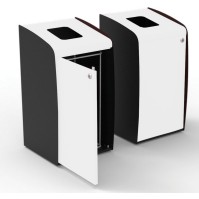 Modern waste bin with clean white front opening