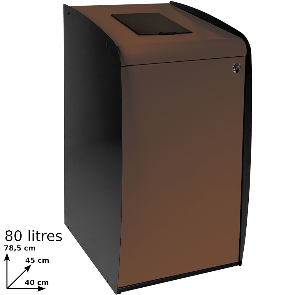 Brown waste bin with elegant and practical front opening