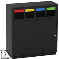 Practical piece of furniture for selective sorting 4 compact colored streams