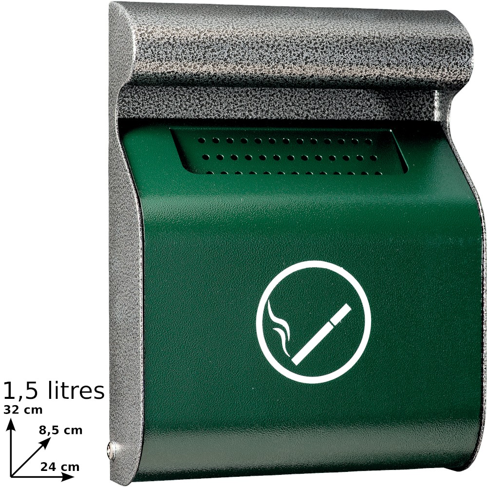 Green anti-vandal wall ashtray capacity 3 liters