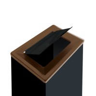 Brown 42L rectangular trash bin with tri-selective hatch