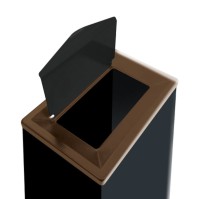 60L brown rectangular trash bin with tri-selective flap