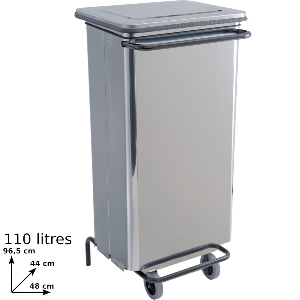 70L brushed stainless steel mobile container with elegant, practical pedal