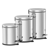 Small round stainless steel trash can set of 8 elegant.