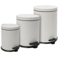 Set of 8 small elegant white round trash cans