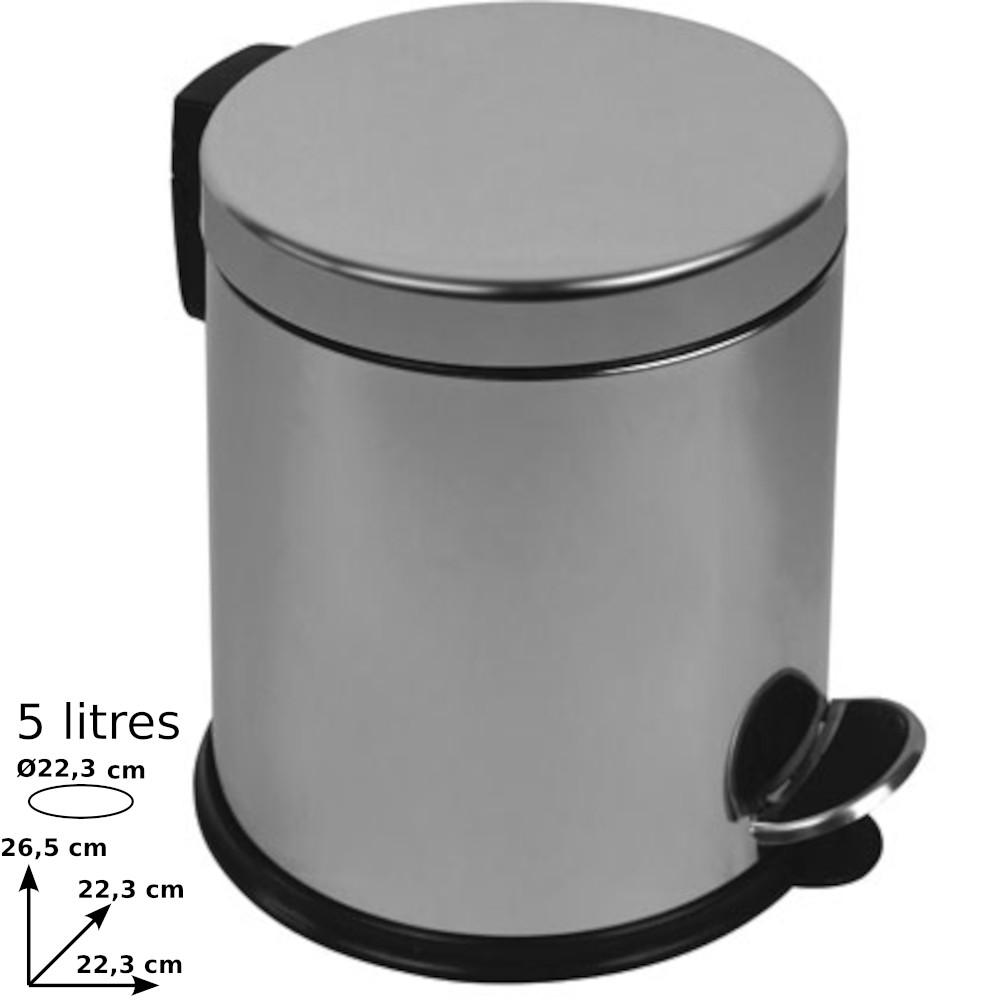 Round stainless steel trash can 5L set of 8 pieces