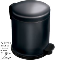 Set of 8 black round trash cans 5 liters