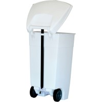 Practical white 120L mobile plastic pedal container